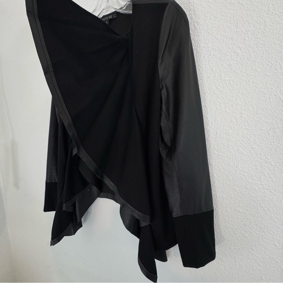 Lafayette 148 New York Leather Wool Jacket Open Waterfall Black 8 - Picture 8 of 14